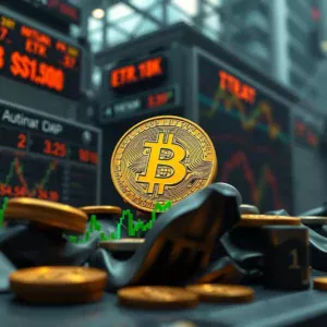 Hyper-realistic image showing Bitcoin ETF's market influence.